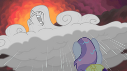 Sweetie sees Rarity-cloud laughing maniacally S4E19.png