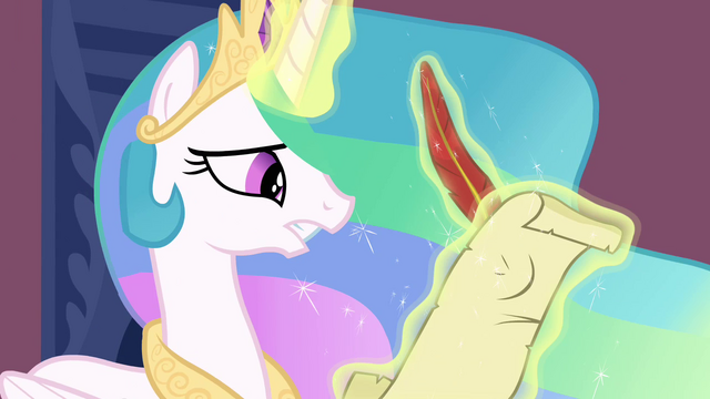 File:Celestia writes a letter to Twilight S3E01.png