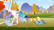 S01E13 Twilight, Applejack i Rainbow kłaniają się księżniczce