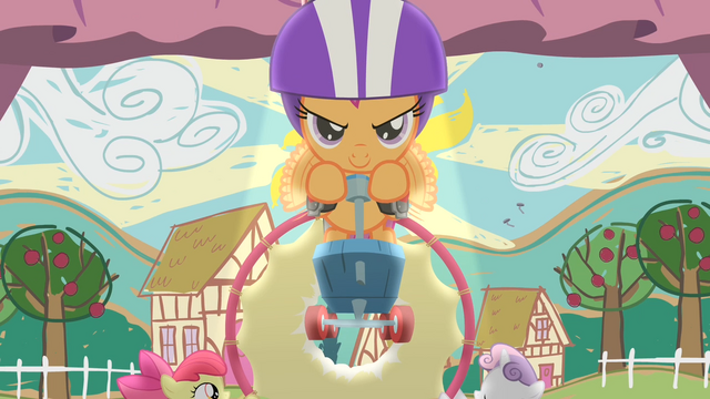 File:Scootaloo through trampoline S4E5.png