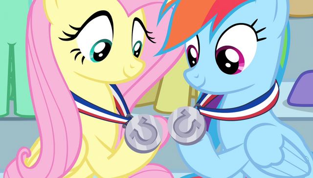 File:Rainbow and Fluttershy's silver medals S4E24.png