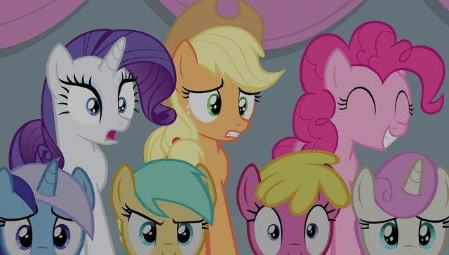 File:Rarity and AJ shocked, Pinkie pleased S4E24.png