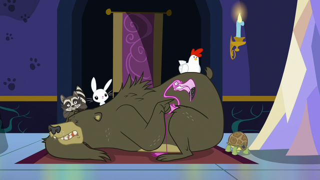 File:Fluttershy's animals cowering in fear S6E21.png