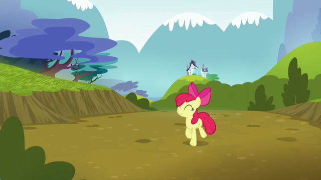 File:Apple Bloom trots happily back to Ponyville S5E4.png