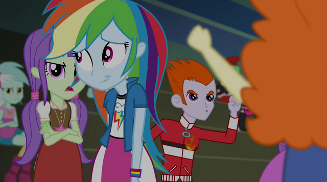 File:Rainbow Dash walking past booing students EG2.png