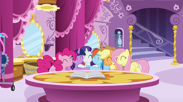 File:Mane Six group hug around Rarity S6E9.png