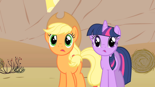 File:Applejack and Twilight staring at the horse-drawn horse-drawn carriages S1E21.png