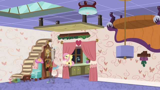 File:Fluttershy nails Discord's furniture to ceiling S7E12.png
