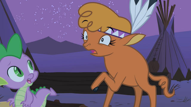 File:Little Strongheart shocked to see Rainbow Dash S1E21.png