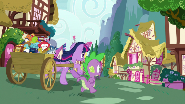 File:Twilight and Spike race through Ponyville S7E3.png