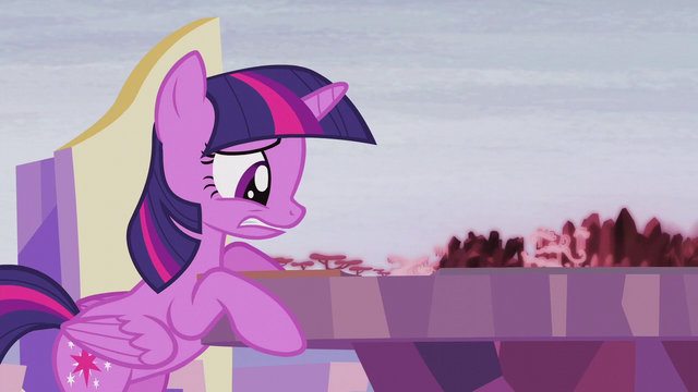 File:Twilight looking at the Cutie Map worried S5E25.png