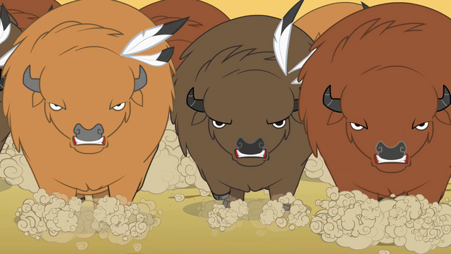 File:Buffalo charging Rainbow Dash and Pinkie S01E21.png