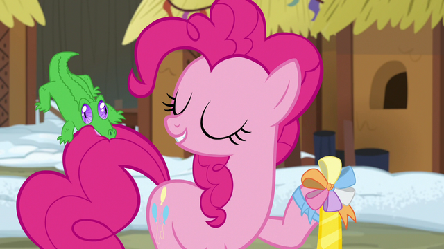 File:Pinkie proudly holding her ambassador ribbon S7E11.png