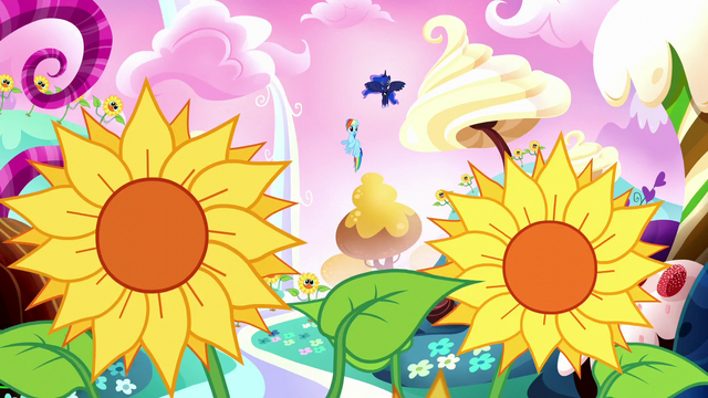 File:Rainbow and Luna in meadow of living sunflowers S5E13.png