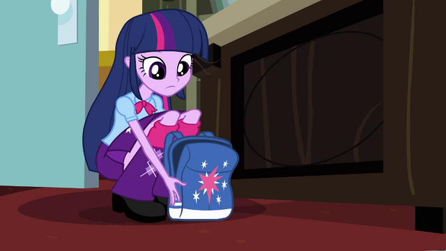 File:Twilight sets her bag down next to Celestia's desk EG.png