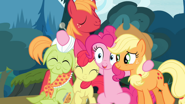 File:The Apples and Pinkie together S4E09.png