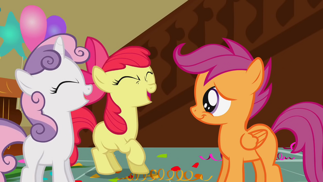 File:Apple Bloom and Sweetie Belle laughing at Scootaloo S1E12.png