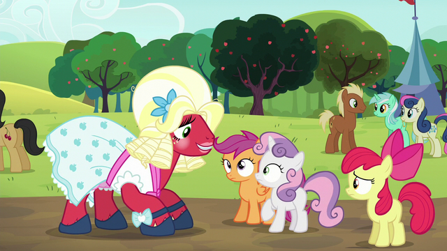 File:Orchard Blossom looks at Sweetie Belle and Scootaloo S5E17.png