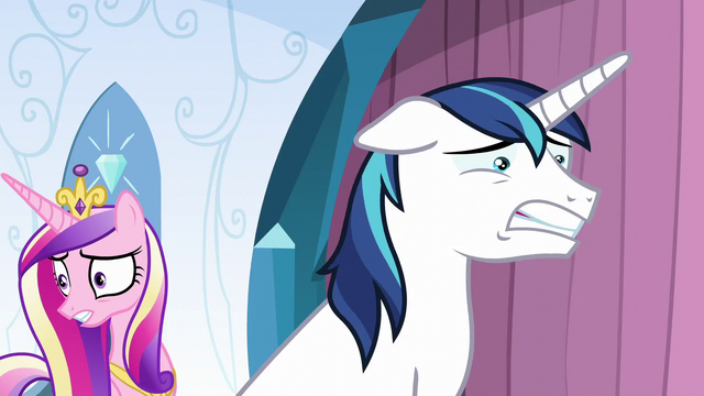 File:Cadance and Shining Armor tries to look for Flurry Heart S6E2.png