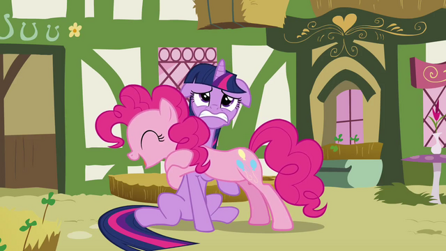 File:Twilight struggling under Pinkie S3E3.png