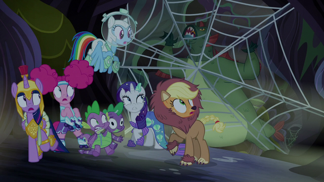 File:Swamp monster gets stuck in spider web S5E21.png