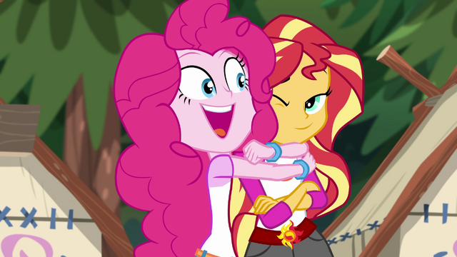 File:Pinkie Pie hugging Sunset Shimmer EG4.png