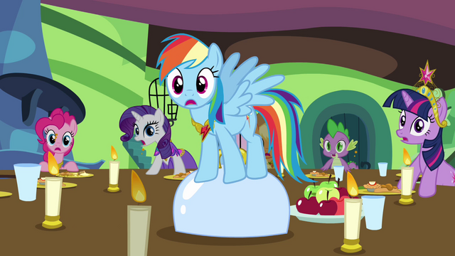 File:Rainbow Dash and friends shocked S03E10.png
