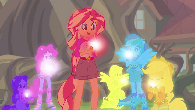 File:Equestria Girls glow in the color of their geodes EG4.png