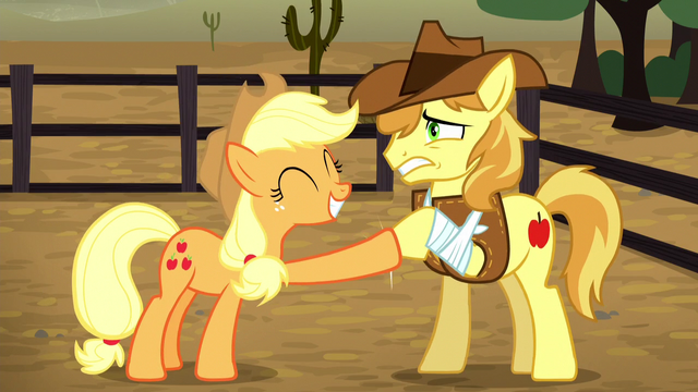 File:Applejack hoof-bumps Braeburn S5E6.png