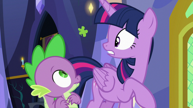 File:Twilight and Spike look at stain on the wall S7E3.png