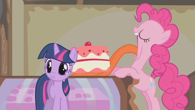File:Pinkie Pie lifting entire cake with her tongue S1E10.png