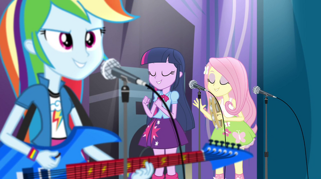 File:Rainbooms having fun on stage EG2.png