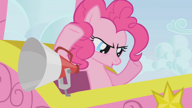 File:Pinkie Pie looking down at the racers S1E13.png