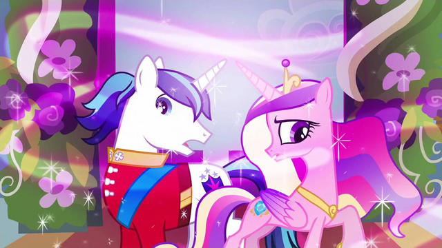 File:Princess Cadance & Shining Armor not expecting S2E26.png