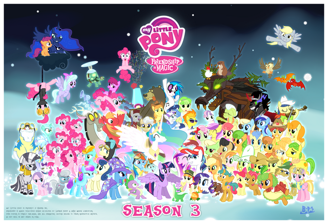 File:FANMADE Mlp fim s3 character cluster fun with credits by blue paint sea-d5wiiko.png
