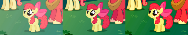 File:FANMADE Apple Bloom "Aren't you going to stay for brunch" S1E01 version comparison.png