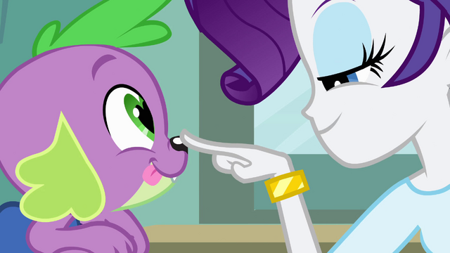 File:Rarity pokes Spike's nose EG.png
