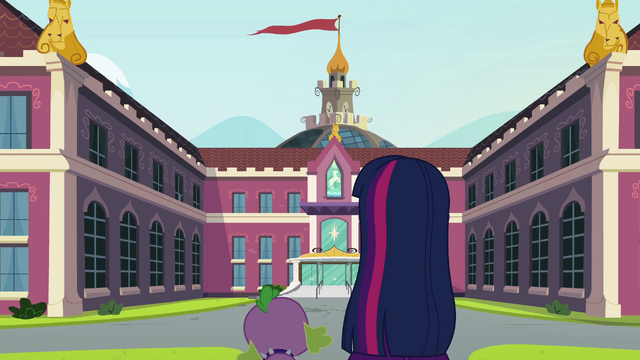 File:Twilight and Spike outside the 'castle' EG.png