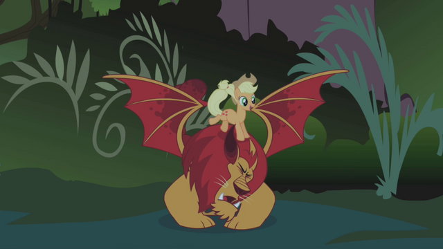 File:Applejack rides the Manticore S1E02.png