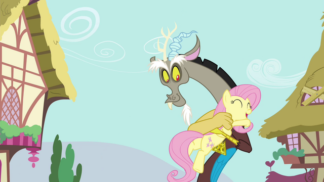 File:Fluttershy and Discord hugging S4E26.png