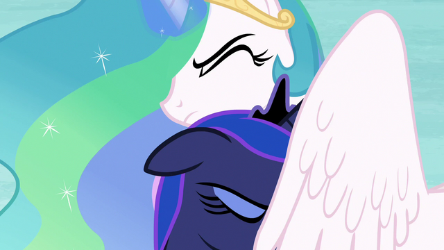 File:Princess Celestia shields Luna under her wing S7E10.png