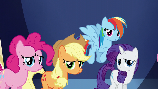 File:Pinkie, AJ, RD, and Rarity feeling guilty S5E22.png