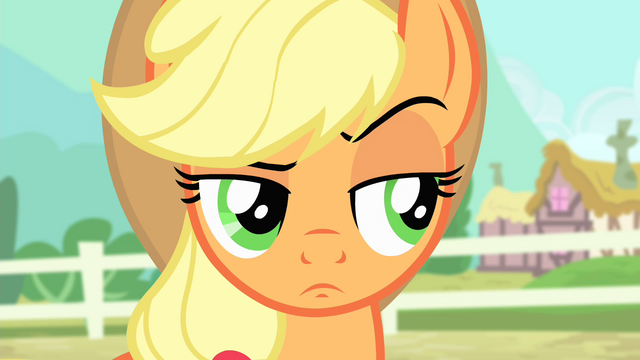 File:Applejack raises eyebrow S4E11.png