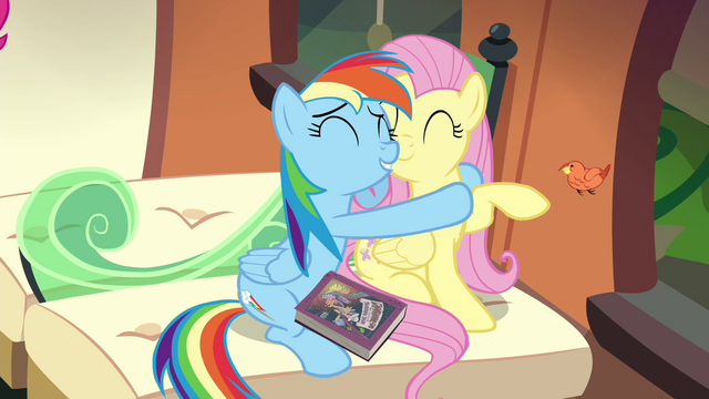 File:Rainbow Dash hugging Fluttershy S4E22.png