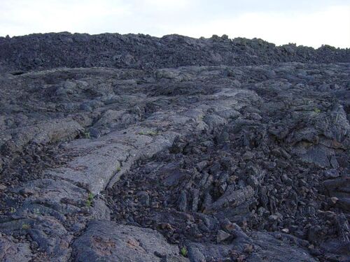 Aa next to pahoehoe lava at Craters of the Moon NM