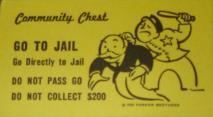 A Monopoly 'Go to Jail' Card