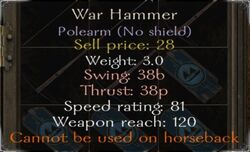 War Hammer stats