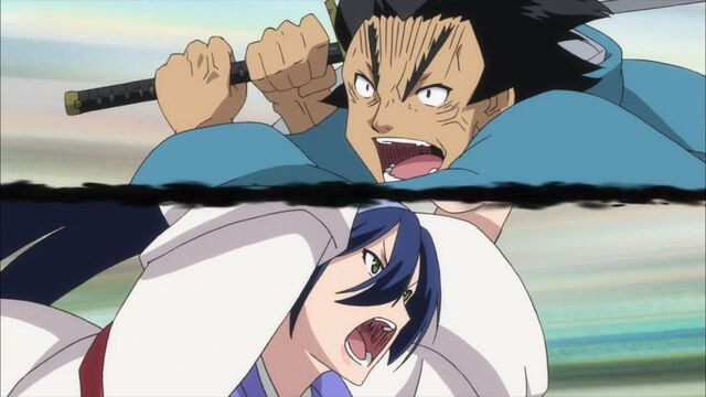 File:Genjuurou and Kanae begin their fight.jpg