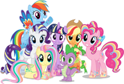 Mane 6 and spike rainbowfied group photo by caliazian-d7rfjuv