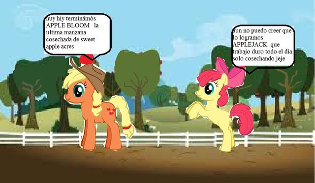 Archivo:Imagen de my lirttle pony echa por mi llamada hemos cosechado todas las manzanas de sweet apple acres.jpg